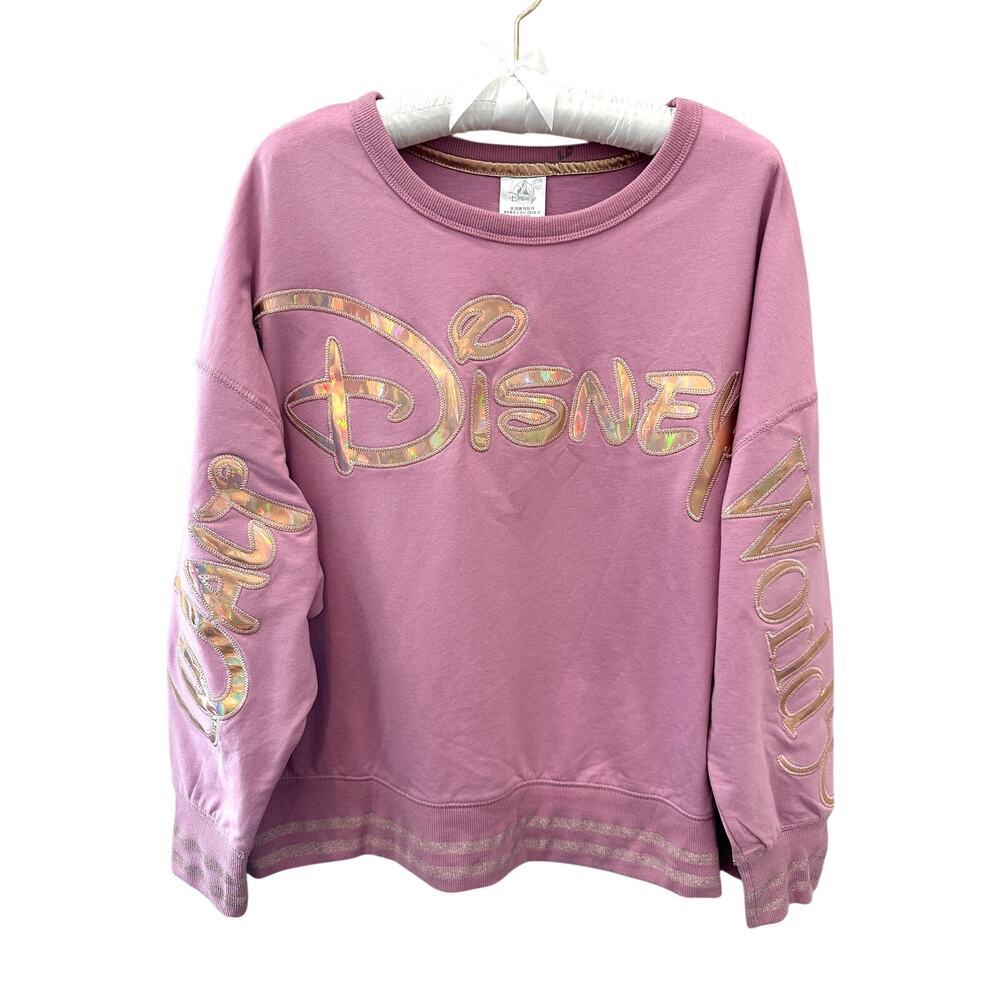 DISNEY Parks 50th Anniversary Pink Holographic Sweatshirt Disney World NWT | 1X